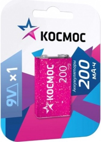 Аккумулятор КОСМОС 6F22 200мА.ч 1BL (блист.1шт) [KOCNI-MH6F22(200mAh)]