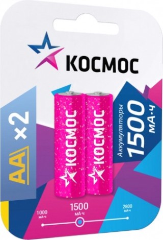 Аккумулятор КОСМОС AA/R6 NI-MN 1500мА.ч BP-2 (блист.2шт) [KOCR6NIMH(1500mA)]