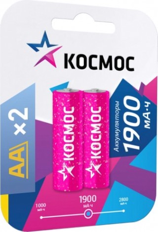 Аккумулятор КОСМОС AA/R6 NI-MN 1900мА.ч BP-2 (блист.2шт) [KOCR6NIMH(1900mA)]
