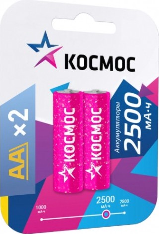 Аккумулятор КОСМОС AA/R6 NI-MN 2500мА.ч BP-2 (блист.2шт) [KOCR6NIMH2500MAH2BL]