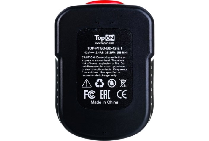 Аккумулятор TopON для Black & Decker BDG 12В, 2.1Ah (Ni-Mh) [TOP-PTGD-BD-12-2.1]