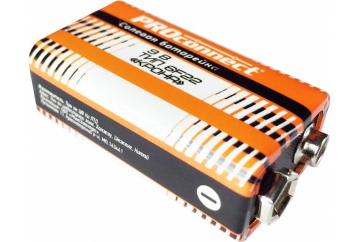 Батарейка Proconnect 30-0030 солевая 6F22 "Крона" 9В, 1 шт