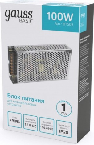 Блок питания GAUSS BT505 Basic 12V 100W IP20 Блок питания GAUSS BT505 Basic 12V 100W IP20
