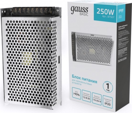Блок питания GAUSS BT507 basic 12v 250w ip20