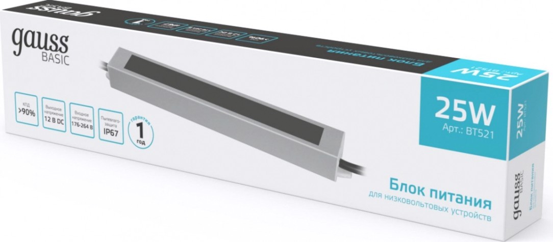 Блок питания GAUSS BT521 basic 12v 25w ip67 Блок питания GAUSS BT521 basic 12v 25w ip67