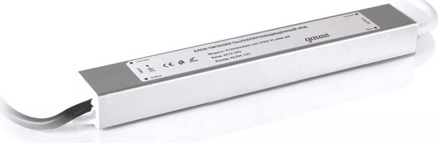 Блок питания GAUSS LED для светодиодной ленты пылевлагозащищенный 40w 12v [202023040]