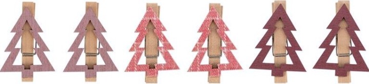 Деревянные прищепки Neon-Night Елочки розовые 14,5x4,5x1,6 cм (6 шт.) [504-032]