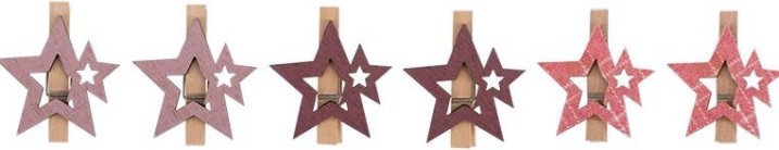 Деревянные прищепки Neon-Night Звездочки розовые 16x4,5x1,3 cм (6 шт.) [504-034]