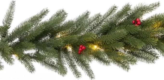 Еловый шлейф Neon-Night с ягодами и гирляндой 1,8 м 30 LED [307-113]