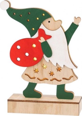 Фигурка деревянная Neon-Night Дед Мороз с подсветкой 18 см [504-016]