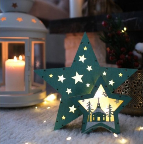 Фигурка деревянная Neon-Night Домик Звездочета с подсветкой 26х7х25 см [504-019]
