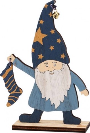 Фигурка деревянная Neon-Night Гном с носком 15х4х17 см [504-009]