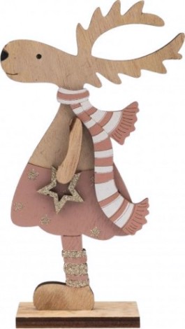 Фигурка деревянная Neon-Night Рождественский Олень розовый 10,5х4х18 см [504-006]