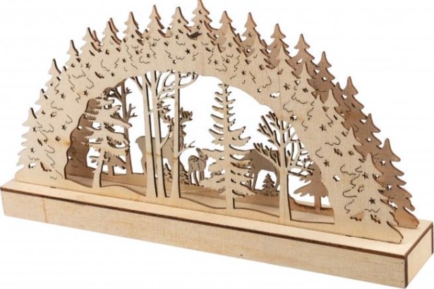 Фигурка деревянная Neon-Night Семейство оленей с подсветкой 30х5х15,7 см [504-026]