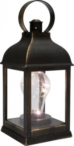 Фонарь декоративный Neon-Night с лампочкой бронзовый корпус 10,5х10,5х22,5 см, теплый белый [513-053]