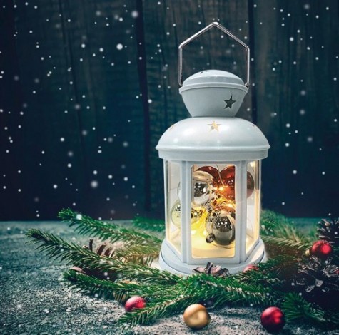 Фонарь декоративный Neon-Night с шариками белый корпус 12х12х20,6 см, теплый белый [513-062]