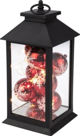 Фонарь декоративный Neon-Night с шариками черный корпус 14х14х27 см, теплый белый [513-063]