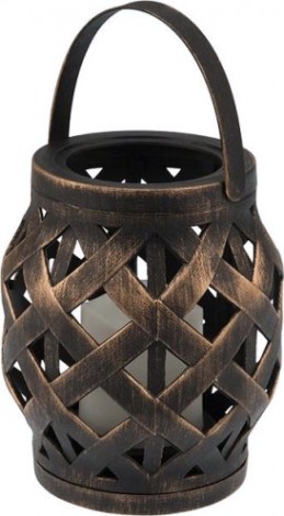 Фонарь декоративный Neon-Night со свечкой бронза 14х14х16,5 см, теплый белый [513-055]