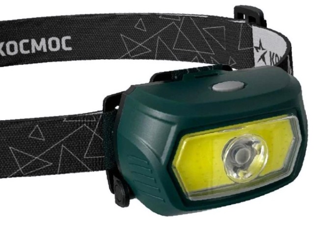 Фонарь налобный КОСМОС KOC509Lit аккумуляторный, 3 Bт + 5 Bт COB, съемный Li-ion