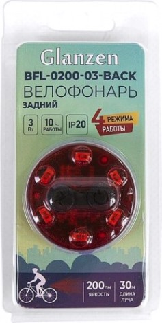 Фонарь велосипедный GLANZEN BFL-0200-03-back задний
