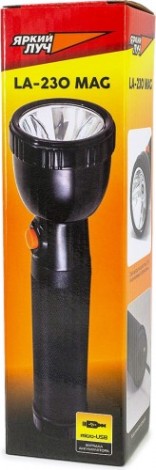 Фонарь ЯРКИЙ ЛУЧ LA-230 MAG узконаправл. луч, вст. зу micro-usb [4606400106517]