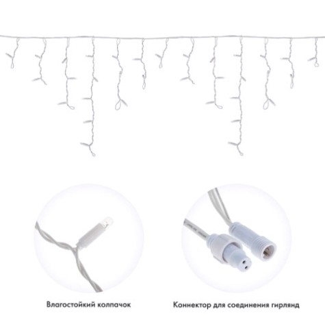 Гирлянда Neon-Night 255-026 БАХРОМА (Айсикл), 1,8х0,5м, 48 LED ТЕПЛЫЙ БЕЛЫЙ