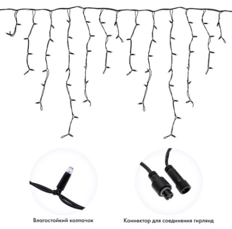 Гирлянда Neon-Night 255-215 БАХРОМА (Айсикл), 3,2х0,9м, 120 LED БЕЛЫЙ, 3,3мм