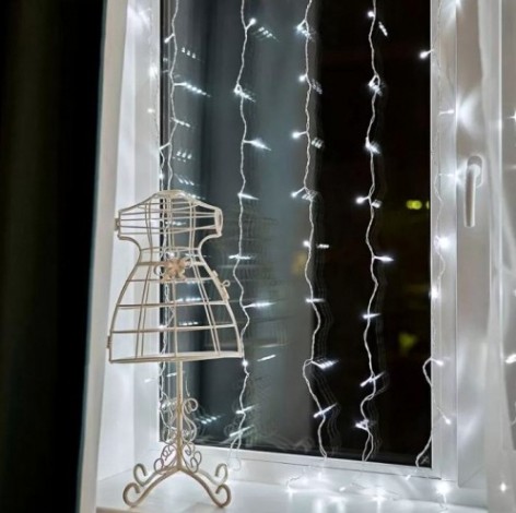 Гирлянда Neon-Night ДОЖДЬ (занавес) 1,5х1,5 м 144 LED, белый [235-015]