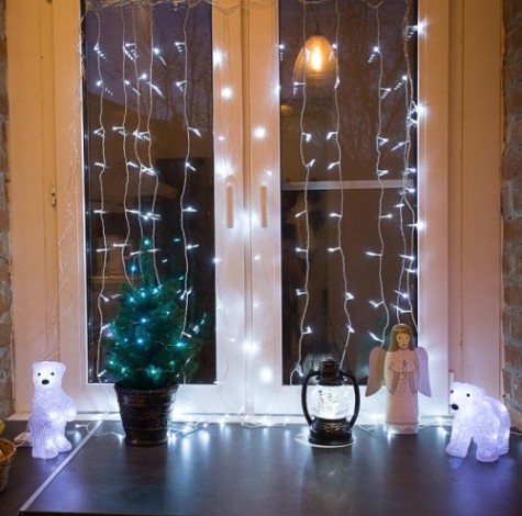 Гирлянда Neon-Night ДОЖДЬ (занавес) 2,5x2 м 300 LED белые [235-055]