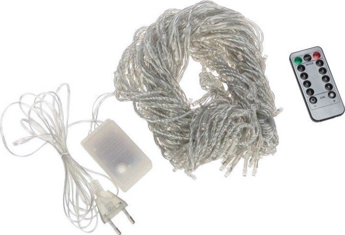 Гирлянда Neon-Night ДОЖДЬ (занавес) 3х2м эффект водопада, 240 LED белый [235-005]