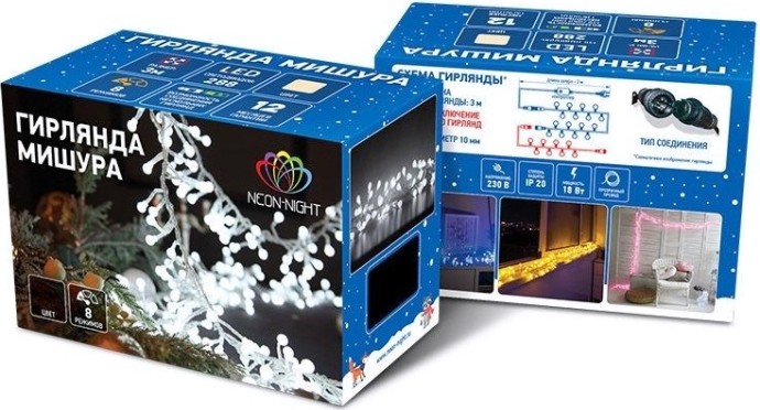 Гирлянда Neon-Night Мишура 3 м 288 LED Белые [303-605]