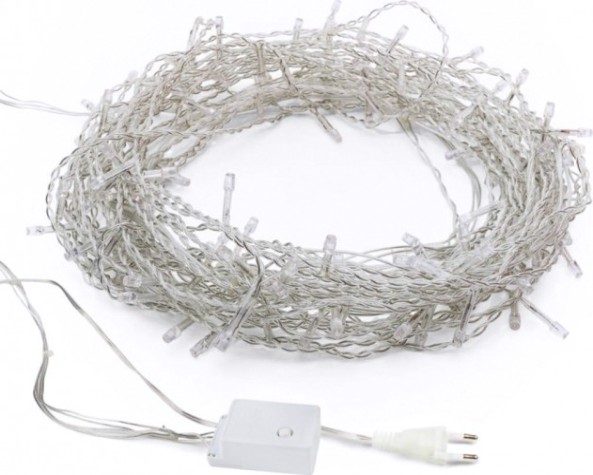 Гирлянда светодиодная Neon-Night 100 LED белый, 10 м прозрачный пвх, с контроллером [304-025]