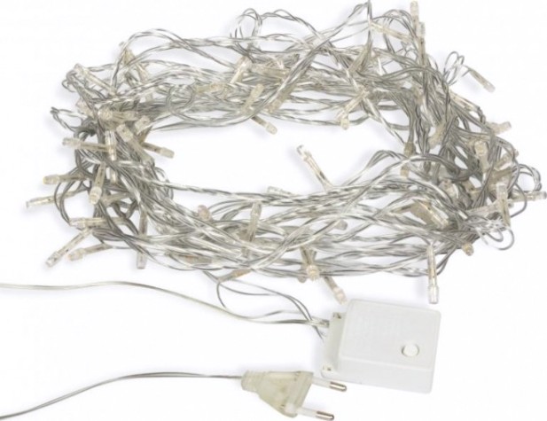 Гирлянда светодиодная Neon-Night 100 LED теплый белый 10 м прозрачный ПВХ с контроллером [303-063]