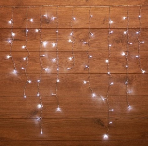 Гирлянда светодиодная Neon-Night Бахрома 3х0,8 м 200 LED белые, прозрачный пвх [255-065]