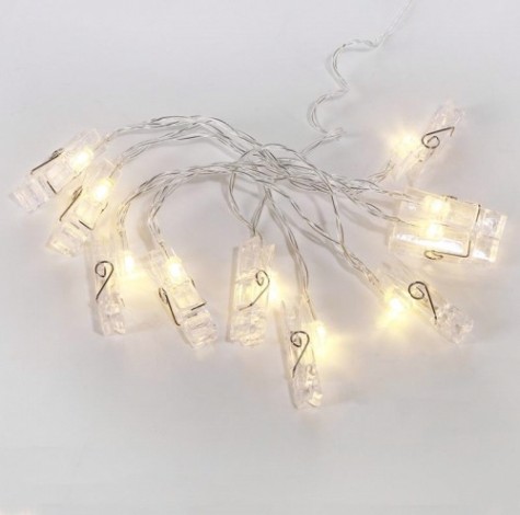 Гирлянда светодиодная Neon-Night Прищепки 1,5 м прозрачный пвх, 10 LED, теплый белый [304-005]
