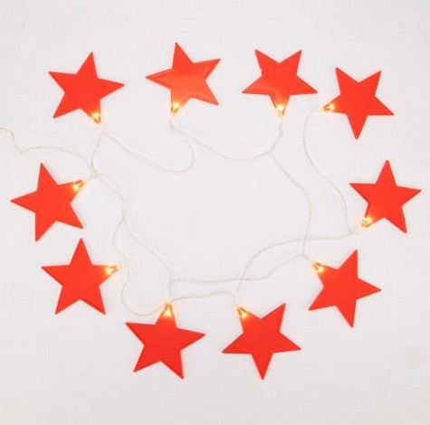 Гирлянда светодиодная Neon-Night Звездопад, красная 2,25 м прозрачный пвх, 10 LED, теплый белый [304-002]