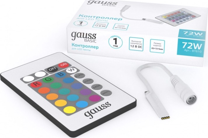 Контроллер GAUSS BT610 rgb basic для ленты led 12v 72w