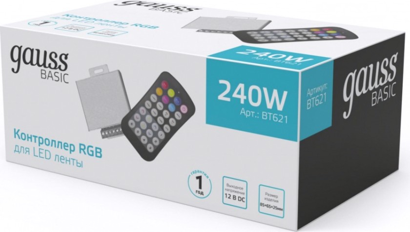 Контроллер GAUSS BT621 rgb basic для ленты led 12v 240w Контроллер GAUSS BT621 rgb basic для ленты led 12v 240w