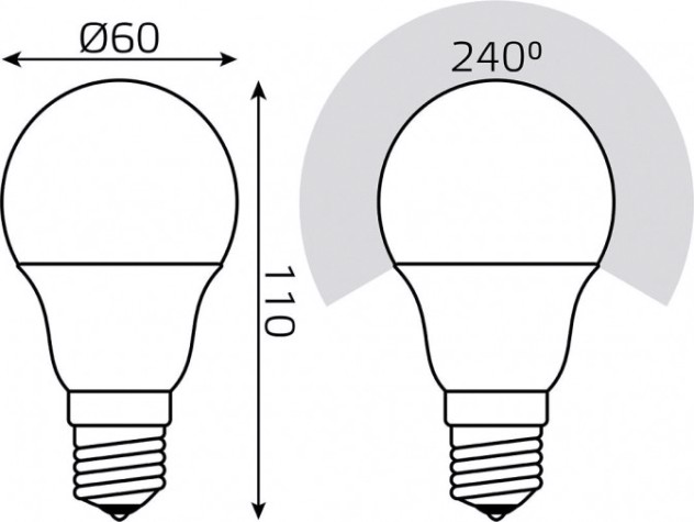 Лампа светодиодная GAUSS A60 a60 10w 880lm 3000k e27 шаг. диммирование led [102502110-S]