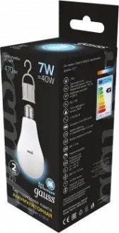 Лампа светодиодная GAUSS A60 a60 7w 470lm 4100k e27 с li-ion аккумулятором led [102402207]