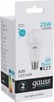 Лампа светодиодная GAUSS A67 elementary a67 25w 2100lm 4100k e27 led [73225]