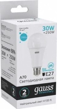 Лампа светодиодная GAUSS A67 elementary a67 30w 2360lm 4100k e27 led [73229]