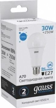 Лампа светодиодная GAUSS A67 elementary a67 30w 2390lm 6500k e27 led [73239]