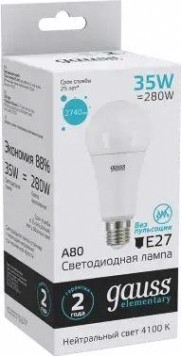 Лампа светодиодная GAUSS A67 elementary a67 35w 2740lm 4100k e27 led [70225]