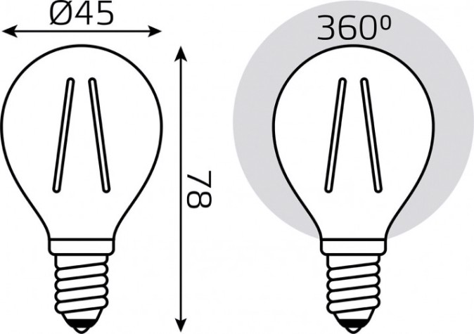 Лампа светодиодная GAUSS Basic Filament Шар 5,5W 510lm 2700К Е14 LED (3 лампы в упаковке) [1051116T]