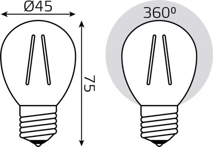 Лампа светодиодная GAUSS Basic Filament Шар 5,5W 510lm 2700К Е27 LED (3 лампы в упаковке) [1051216T]