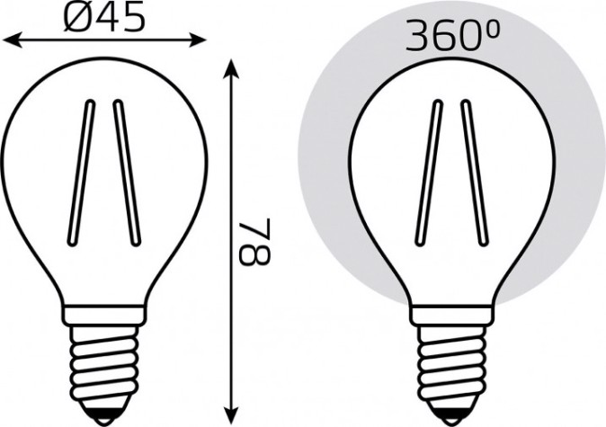 Лампа светодиодная GAUSS Basic Filament Шар 5,5W 530lm 4100К Е14 LED (3 лампы в упаковке) [1051126T]