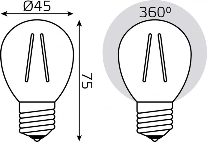 Лампа светодиодная GAUSS Basic Filament Шар 5,5W 530lm 4100К Е27 LED (3 лампы в упаковке) [1051226T]