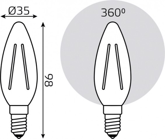 Лампа светодиодная GAUSS Basic Filament Свеча 5,5W 510lm 2700К Е14 LED (3 лампы в упаковке) [1031116T]