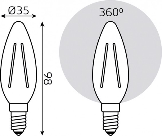 Лампа светодиодная GAUSS Basic Filament Свеча 5,5W 530lm 4100К Е14 LED (3 лампы в упаковке) [1031126T]